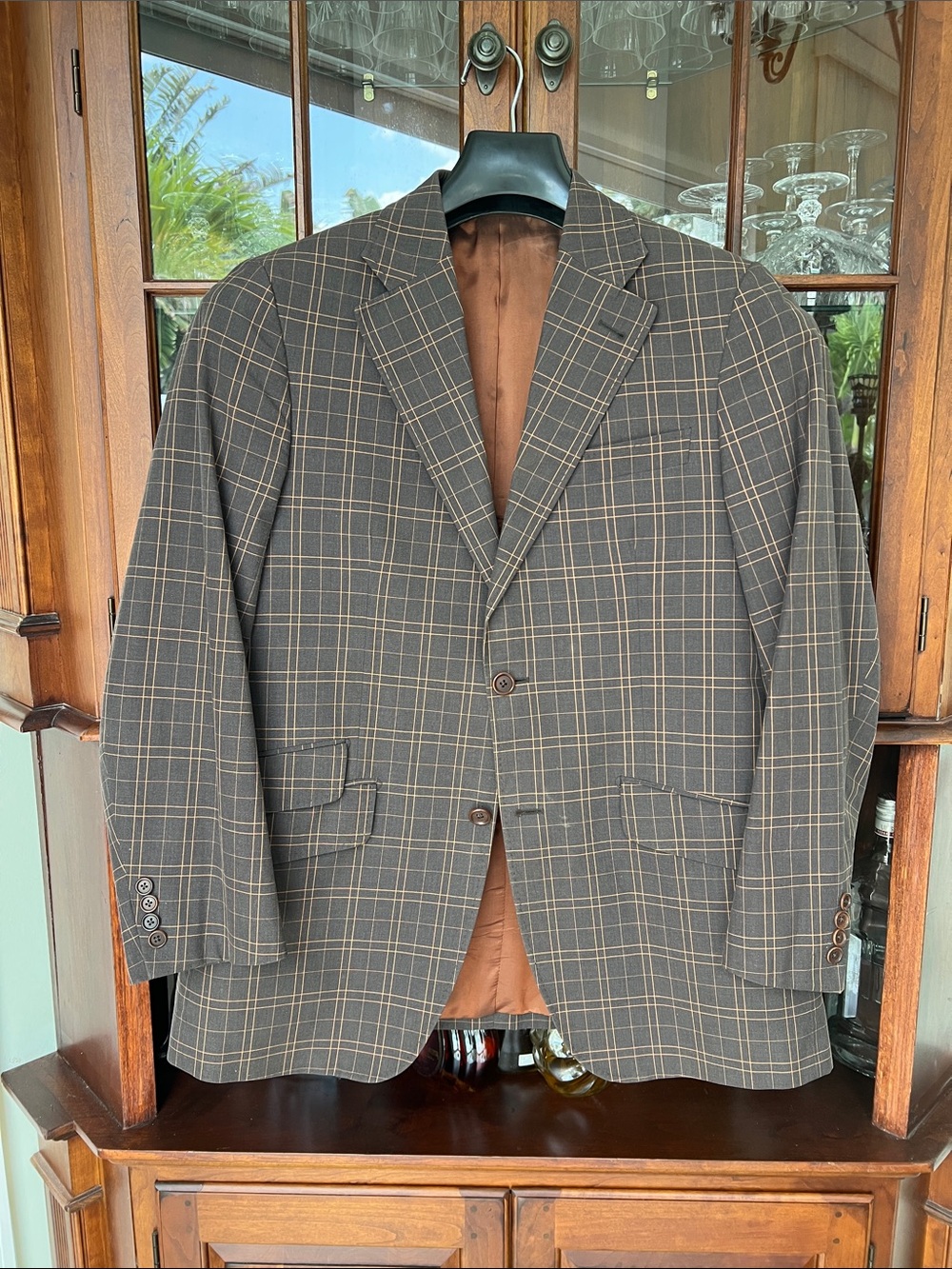 Italian Brown Windowpane Sport Coat Blazer - Classic Men's Tailored Look - Picture 2 of 11
